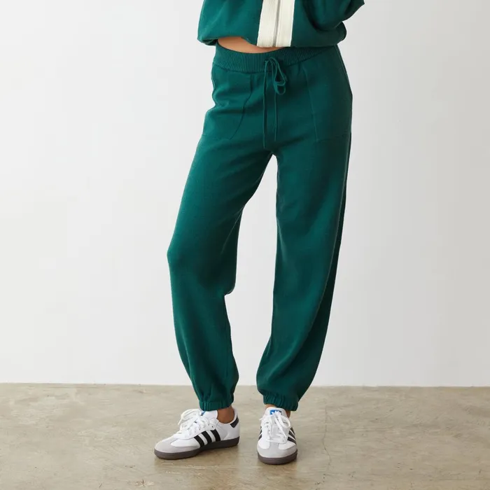 Women Sweats MONROW Soft Knit Oversized Vintage Sweat Evergreen