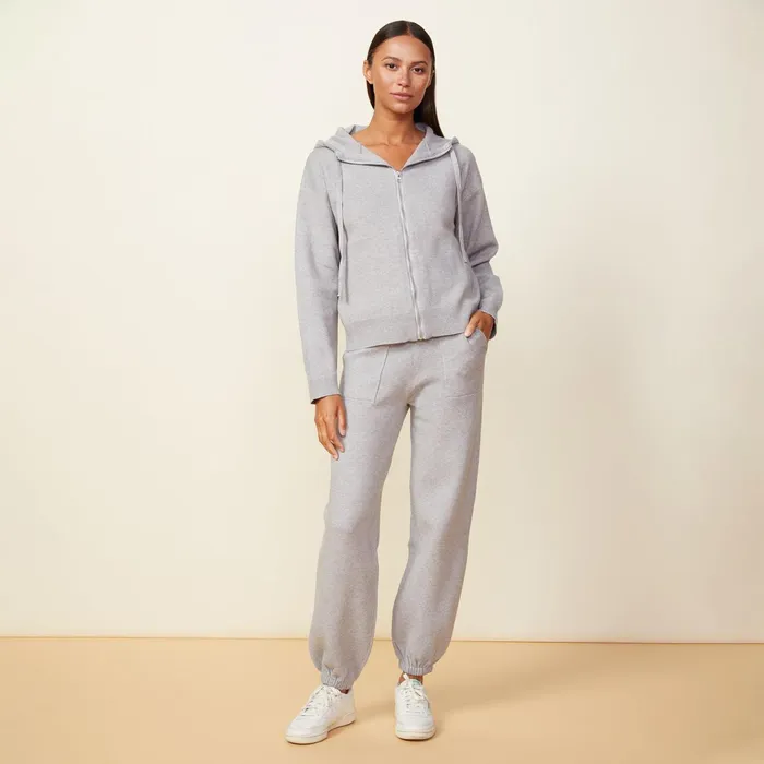 Women Sweats MONROW Soft Knit Oversized Vintage Sweat Heather Grey
