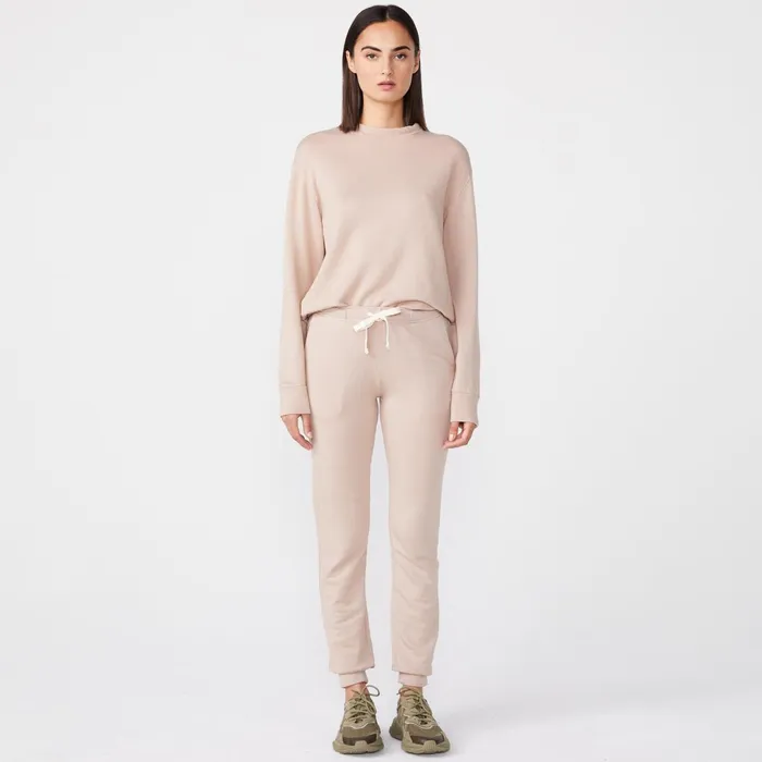 Women Sweats MONROW Supersoft Fleece Girlfriend Sweats Taupe