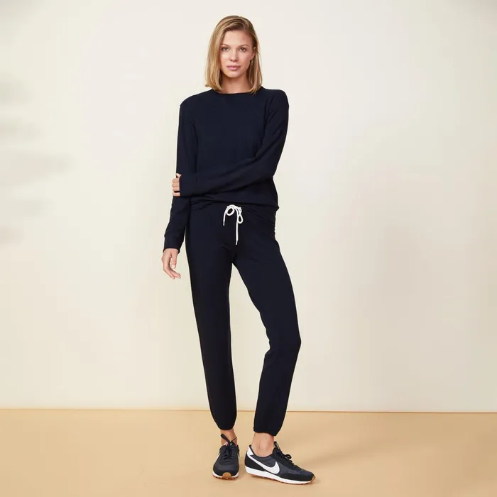 Women Sweats MONROW Supersoft Vintage Sweats Blue Black