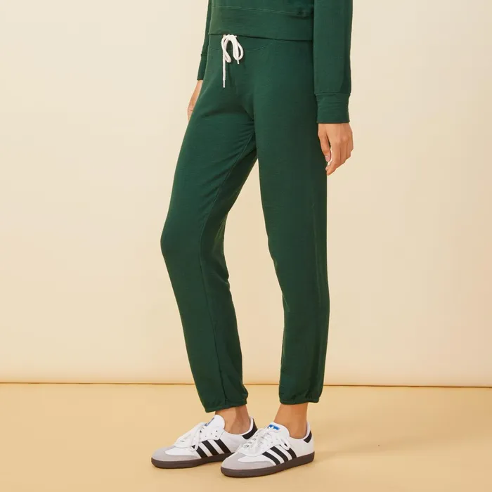 Women Sweats MONROW Supersoft Vintage Sweats Evergreen