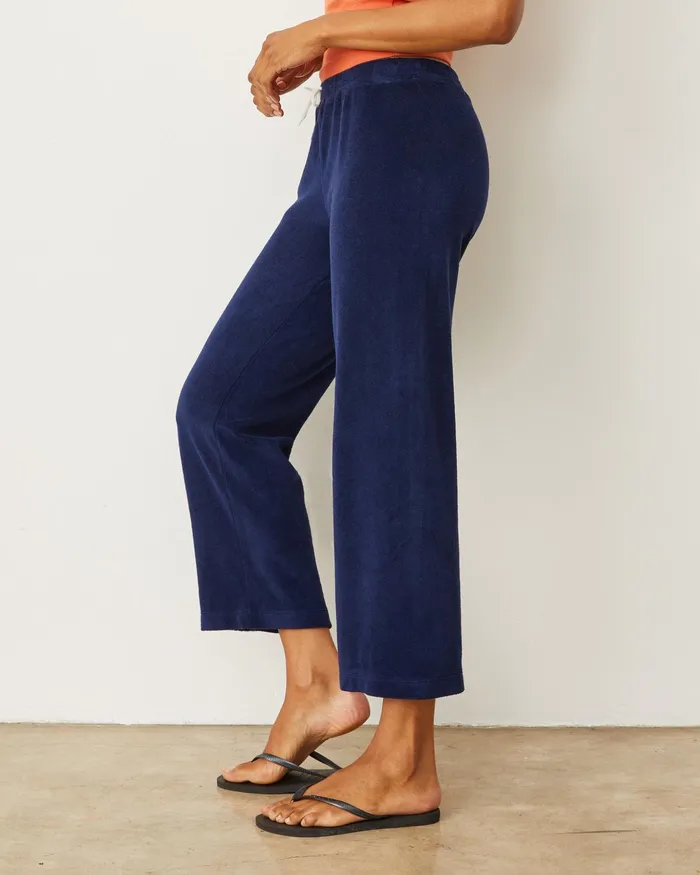 Women Sweats MONROW Terry Cloth Crop Pant Navy