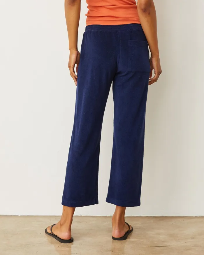 Women Sweats MONROW Terry Cloth Crop Pant Navy