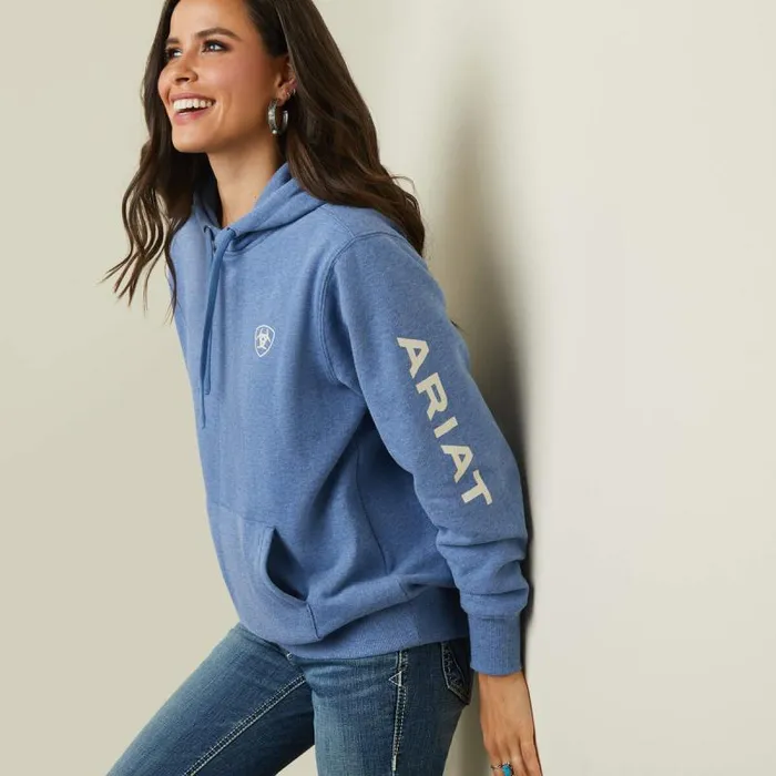 Women Sweatshirts and Hoodies Ariat Ariat Logo Hoodie Blue Heather Women Sweatshirts and Hoodies Ariat Ariat Logo Hoodie Blue Heather