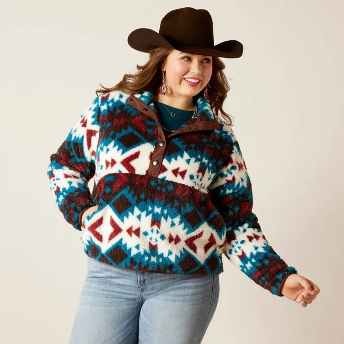 Women Sweatshirts and Hoodies Ariat Berber Snap Front Sweatshirt Plainsview Print Women Sweatshirts and Hoodies Ariat Berber Snap Front Sweatshirt Plainsview Print