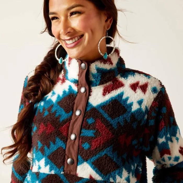 Women Sweatshirts and Hoodies Ariat Berber Snap Front Sweatshirt Plainsview Print Women Sweatshirts and Hoodies Ariat Berber Snap Front Sweatshirt Plainsview Print