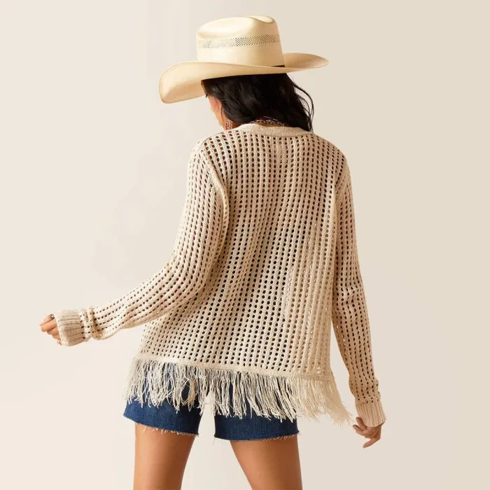 Women Sweatshirts and Hoodies Ariat Frolic Fringe Sweater Pristine Women Sweatshirts and Hoodies Ariat Frolic Fringe Sweater Pristine
