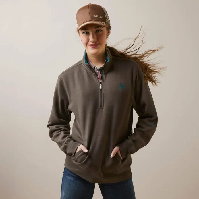 Women Sweatshirts and Hoodies Ariat Logo 12 Zip Sweatshirt Banyan Bark
