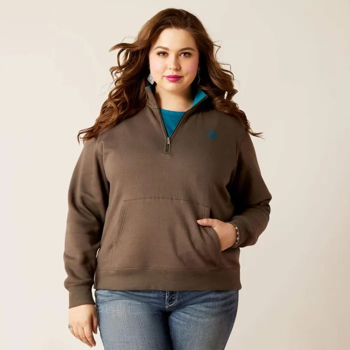Women Sweatshirts and Hoodies Ariat Logo 12 Zip Sweatshirt Banyan Bark Women Sweatshirts and Hoodies Ariat Logo 12 Zip Sweatshirt Banyan Bark