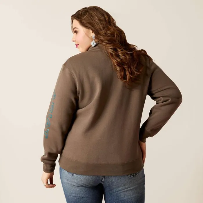 Women Sweatshirts and Hoodies Ariat Logo 12 Zip Sweatshirt Banyan Bark Women Sweatshirts and Hoodies Ariat Logo 12 Zip Sweatshirt Banyan Bark