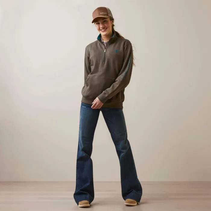 Women Sweatshirts and Hoodies Ariat Logo 12 Zip Sweatshirt Banyan Bark Women Sweatshirts and Hoodies Ariat Logo 12 Zip Sweatshirt Banyan Bark