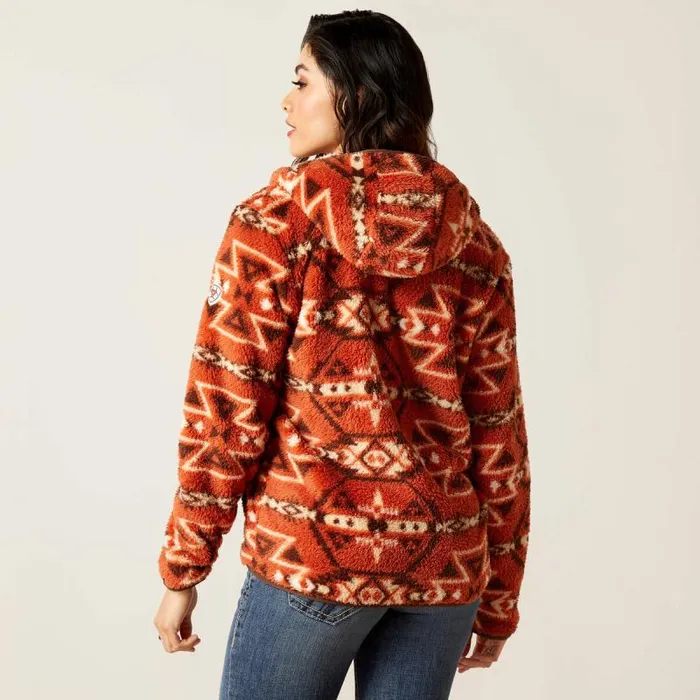 Women Sweatshirts and Hoodies Ariat REAL Berber Pullover Sweatshirt Burnt Brick Print Women Sweatshirts and Hoodies Ariat REAL Berber Pullover Sweatshirt Burnt Brick Print