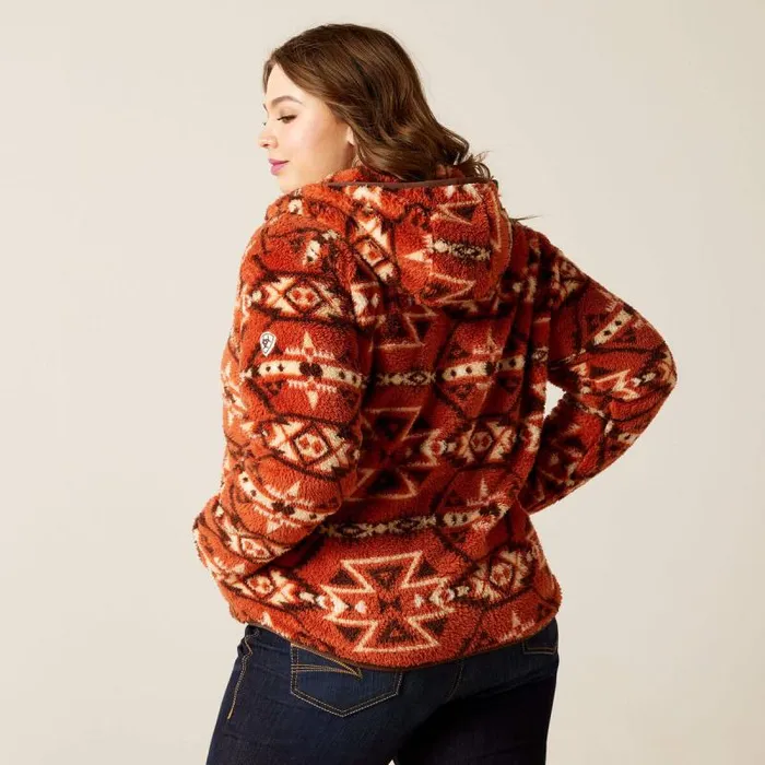 Women Sweatshirts and Hoodies Ariat REAL Berber Pullover Sweatshirt Burnt Brick Print Women Sweatshirts and Hoodies Ariat REAL Berber Pullover Sweatshirt Burnt Brick Print