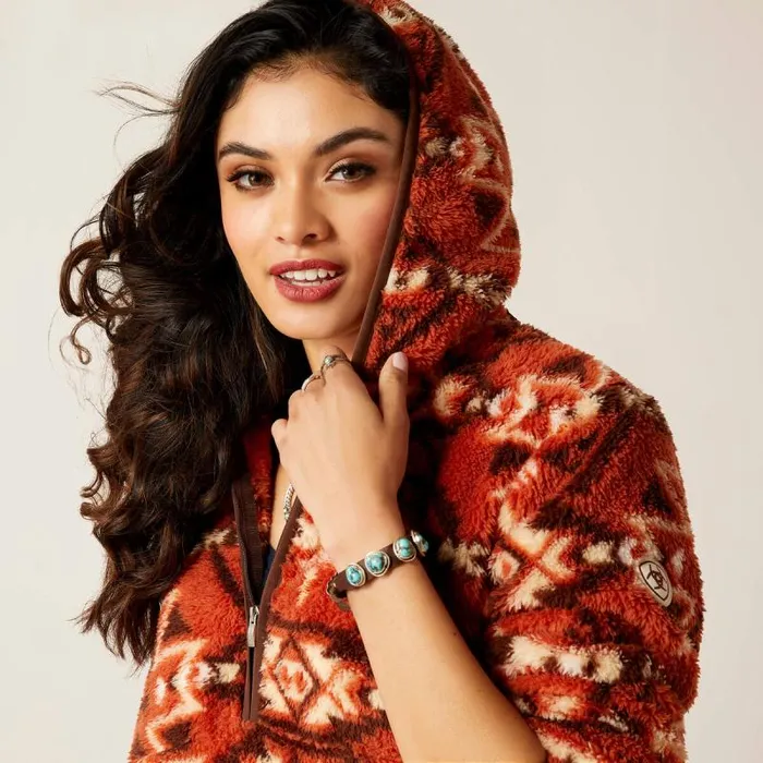 Women Sweatshirts and Hoodies Ariat REAL Berber Pullover Sweatshirt Burnt Brick Print Women Sweatshirts and Hoodies Ariat REAL Berber Pullover Sweatshirt Burnt Brick Print