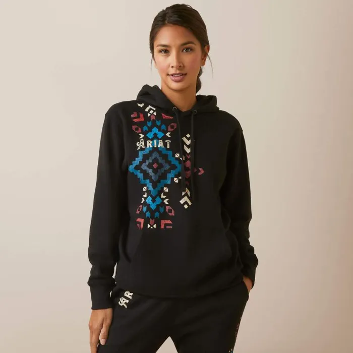 Women Sweatshirts and Hoodies Ariat REAL Geo Hoodie Black