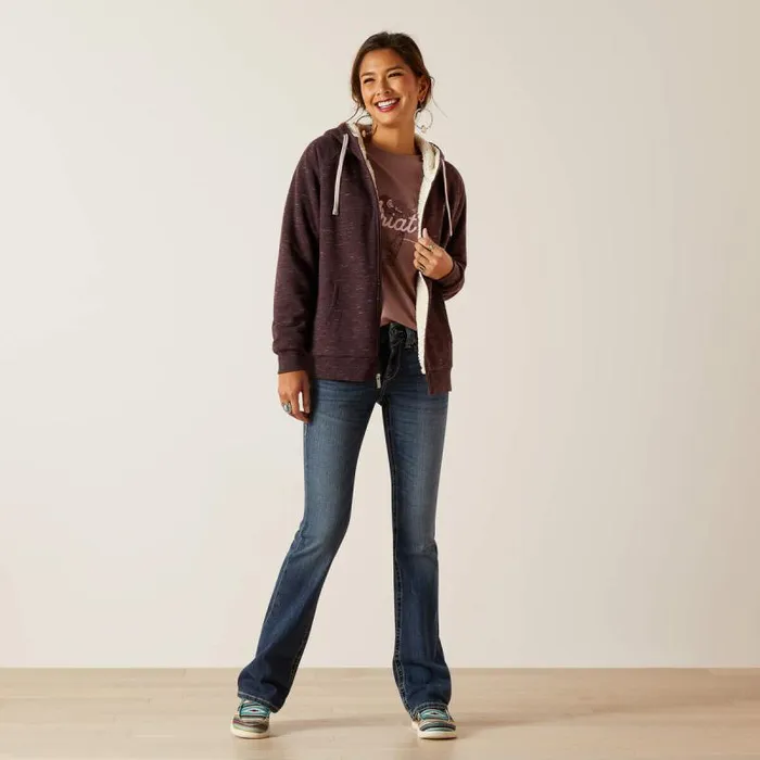 Women Sweatshirts and Hoodies Ariat REAL Sherpa Full Zip Hoodie Clove Brown