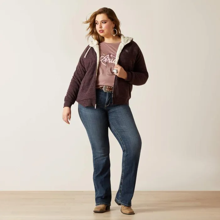 Women Sweatshirts and Hoodies Ariat REAL Sherpa Full Zip Hoodie Clove Brown