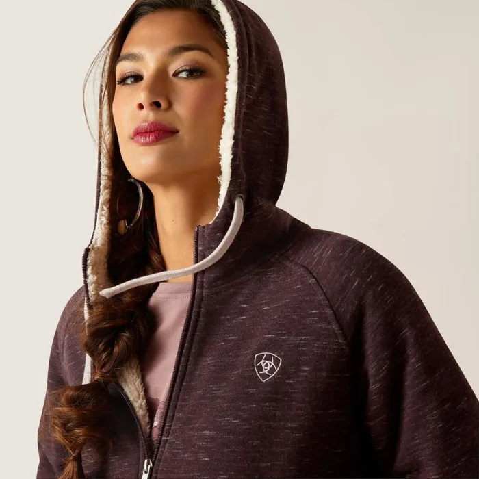 Women Sweatshirts and Hoodies Ariat REAL Sherpa Full Zip Hoodie Clove Brown