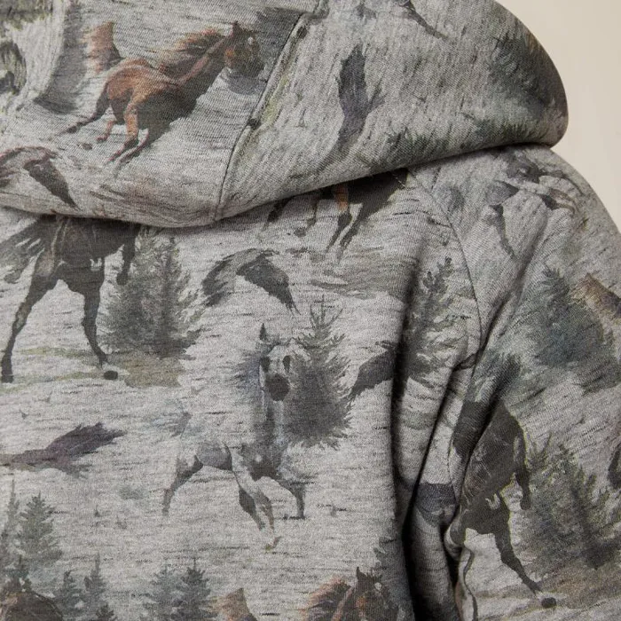 Women Sweatshirts and Hoodies Ariat REAL Sherpa Full Zip Hoodie Misty Horse Print