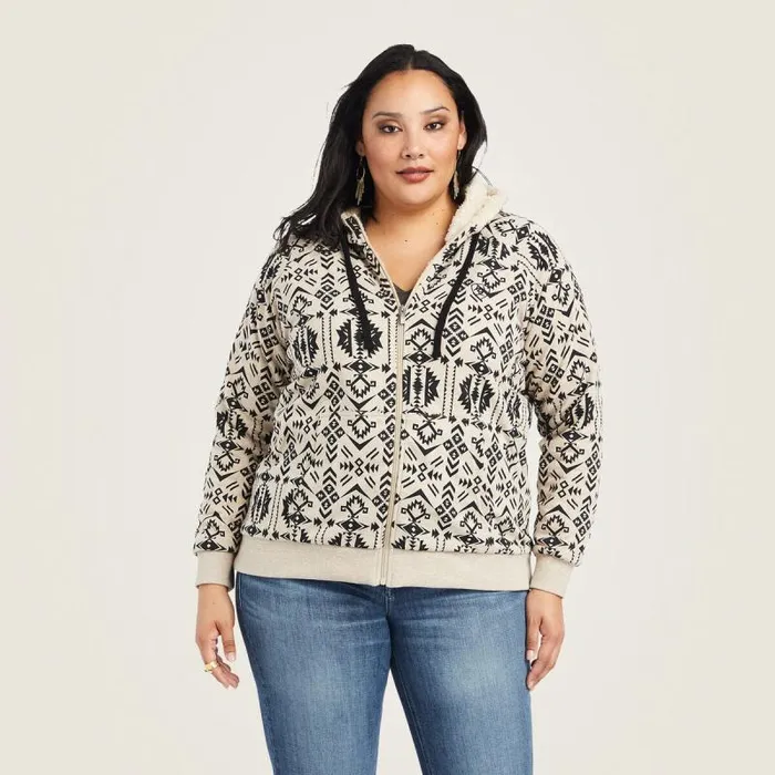 Women Sweatshirts and Hoodies Ariat REAL Sherpa Full Zip Hoodie Oaxaca Print