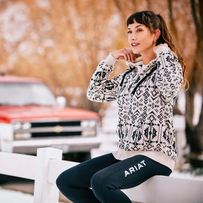 Women Sweatshirts and Hoodies Ariat REAL Sherpa Full Zip Hoodie Oaxaca Print
