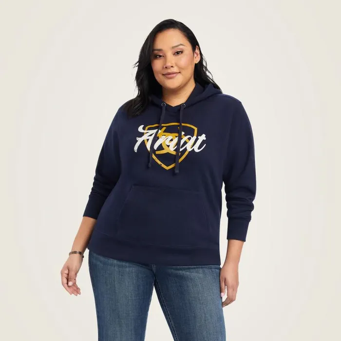Women Sweatshirts and Hoodies Ariat REAL Shield Logo Hoodie Navy Eclipse Women Sweatshirts and Hoodies Ariat REAL Shield Logo Hoodie Navy Eclipse