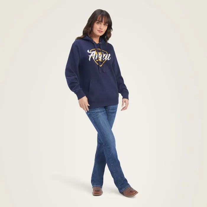 Women Sweatshirts and Hoodies Ariat REAL Shield Logo Hoodie Navy Eclipse Women Sweatshirts and Hoodies Ariat REAL Shield Logo Hoodie Navy Eclipse