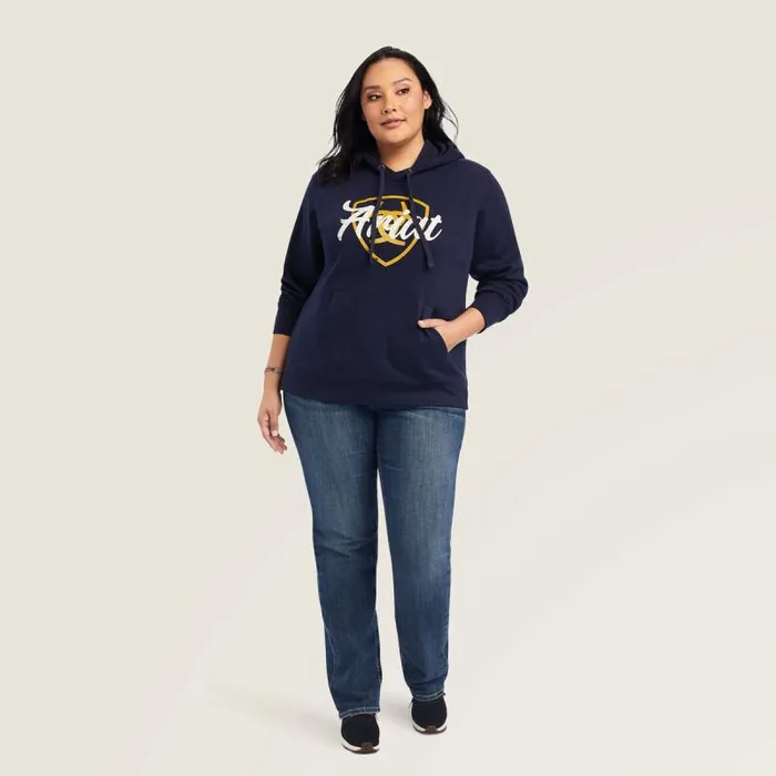 Women Sweatshirts and Hoodies Ariat REAL Shield Logo Hoodie Navy Eclipse Women Sweatshirts and Hoodies Ariat REAL Shield Logo Hoodie Navy Eclipse