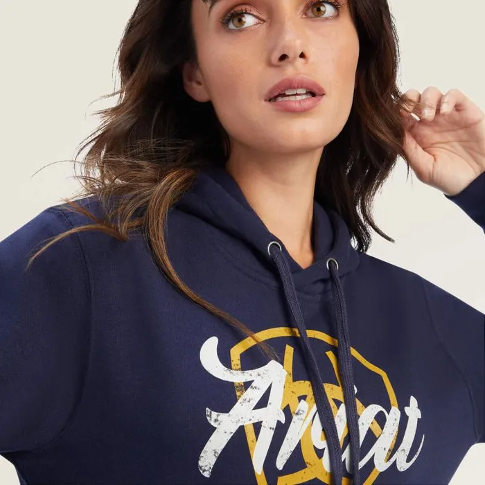 Women Sweatshirts and Hoodies Ariat REAL Shield Logo Hoodie Navy Eclipse Women Sweatshirts and Hoodies Ariat REAL Shield Logo Hoodie Navy Eclipse