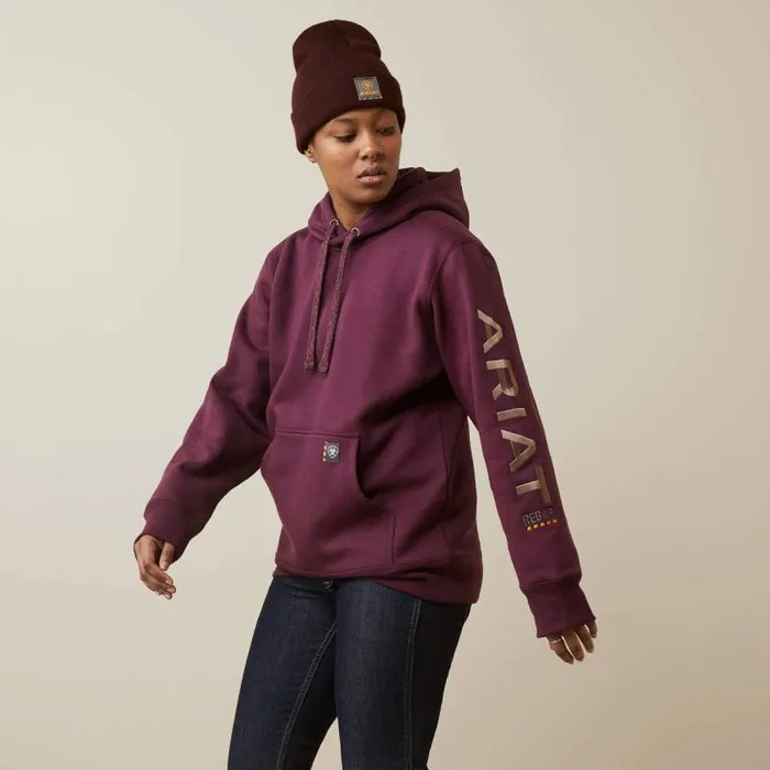 Women Sweatshirts and Hoodies Ariat Rebar Graphic Hoodie Potent Purple Peppercorn Women Sweatshirts and Hoodies Ariat Rebar Graphic Hoodie Potent Purple Peppercorn