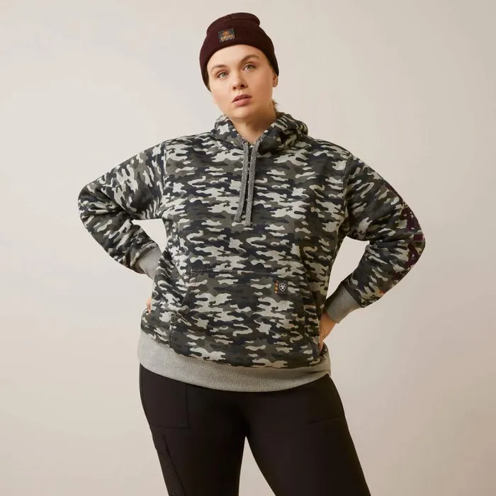 Women Sweatshirts and Hoodies Ariat Rebar Graphic Printed Hoodie Heather Grey Camo