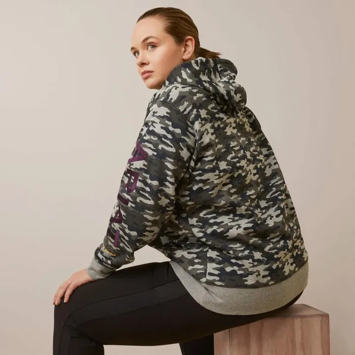 Women Sweatshirts and Hoodies Ariat Rebar Graphic Printed Hoodie Heather Grey Camo