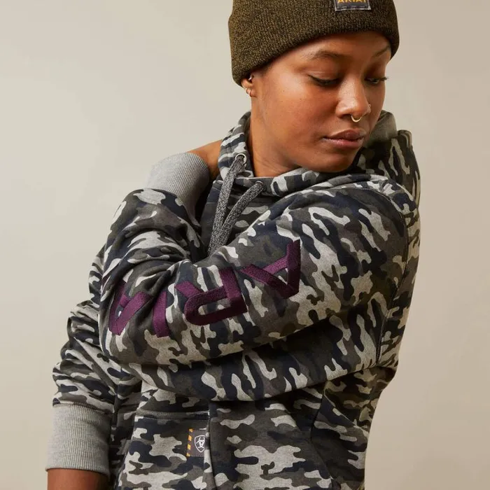 Women Sweatshirts and Hoodies Ariat Rebar Graphic Printed Hoodie Heather Grey Camo