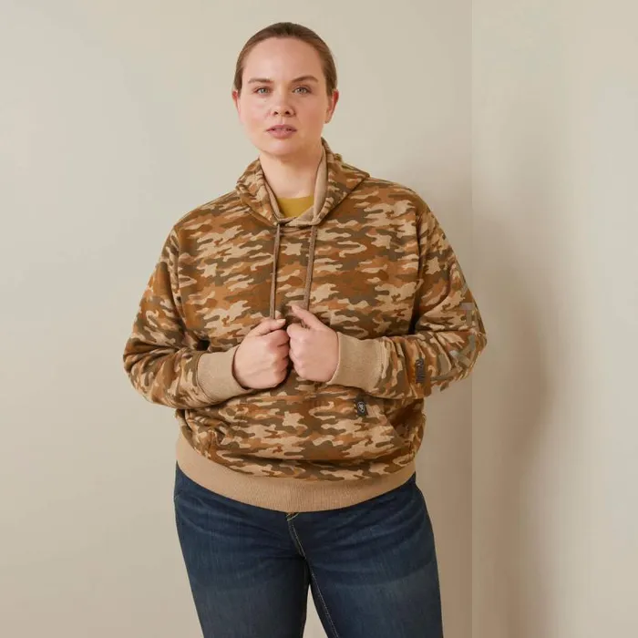 Women Sweatshirts and Hoodies Ariat Rebar Graphic Printed Hoodie Oatmeal Camo Print