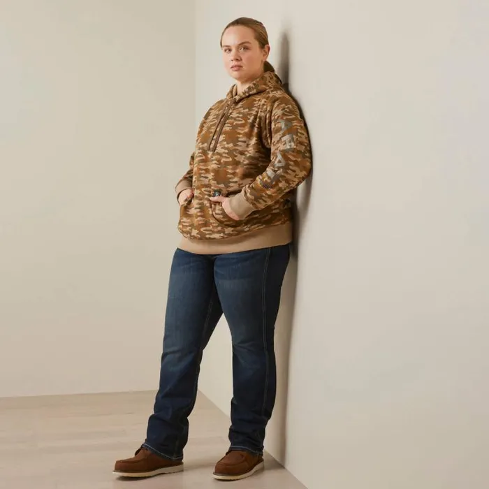 Women Sweatshirts and Hoodies Ariat Rebar Graphic Printed Hoodie Oatmeal Camo Print