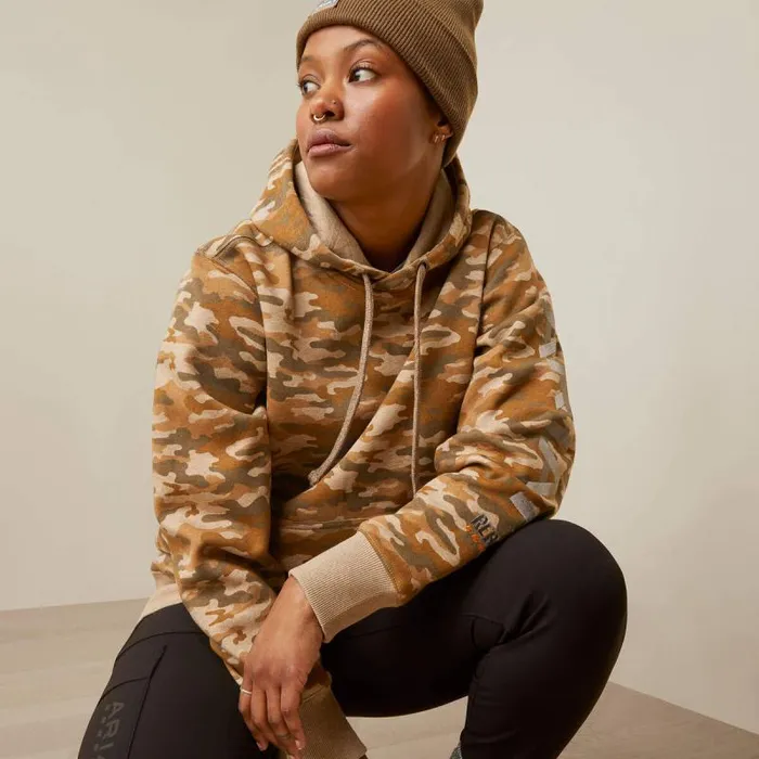 Women Sweatshirts and Hoodies Ariat Rebar Graphic Printed Hoodie Oatmeal Camo Print