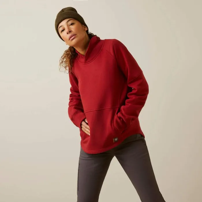 Women Sweatshirts and Hoodies Ariat Rebar Workman Oversized Funnel Sweatshirt Red Dahlia Women Sweatshirts and Hoodies Ariat Rebar Workman Oversized Funnel Sweatshirt Red Dahlia