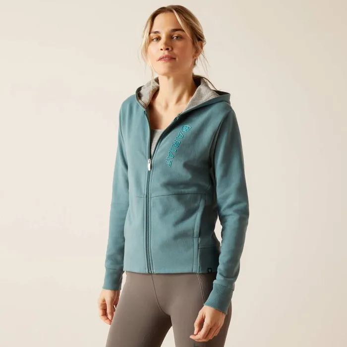 Women Sweatshirts and Hoodies Ariat Team Logo Full Zip Hoodie Glacier Lake