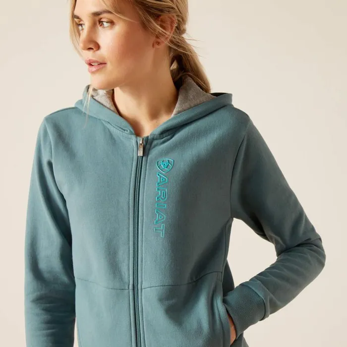 Women Sweatshirts and Hoodies Ariat Team Logo Full Zip Hoodie Glacier Lake Women Sweatshirts and Hoodies Ariat Team Logo Full Zip Hoodie Glacier Lake