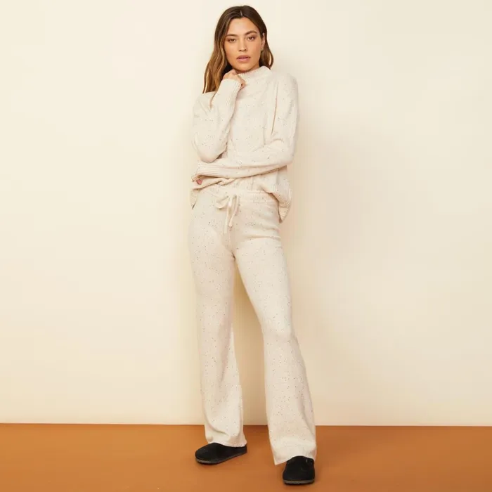 Women Sweatshirts MONROW Cashmere Neps Mock Neck Sweatshirt Cream Women Sweatshirts MONROW Cashmere Neps Mock Neck Sweatshirt Cream