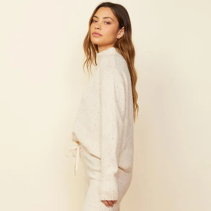 Women Sweatshirts MONROW Cashmere Neps Mock Neck Sweatshirt Cream Women Sweatshirts MONROW Cashmere Neps Mock Neck Sweatshirt Cream