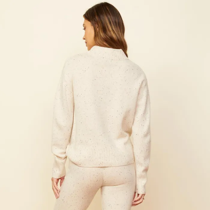Women Sweatshirts MONROW Cashmere Neps Mock Neck Sweatshirt Cream Women Sweatshirts MONROW Cashmere Neps Mock Neck Sweatshirt Cream