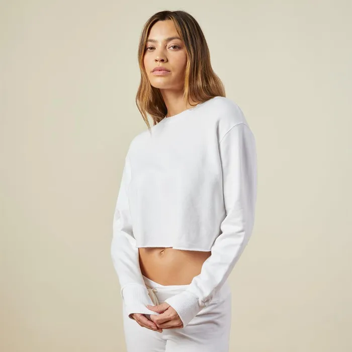 Women Sweatshirts MONROW Cropped Boyfriend Sweatshirt White