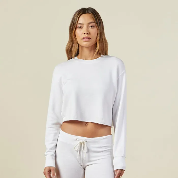 Women Sweatshirts MONROW Cropped Boyfriend Sweatshirt White