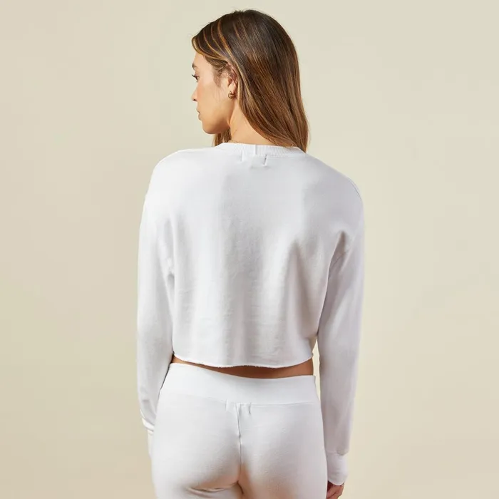 Women Sweatshirts MONROW Cropped Boyfriend Sweatshirt White
