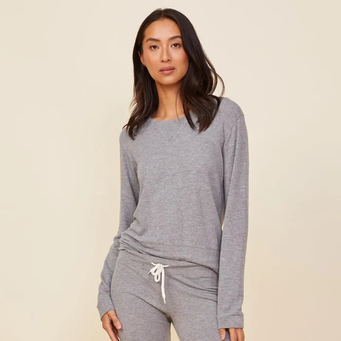 Women Sweatshirts MONROW Supersoft Crew Neck Sweatshirt Dark Heather