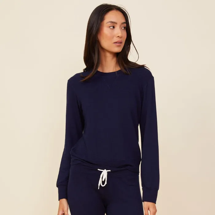 Women Sweatshirts MONROW Supersoft Crew Neck Sweatshirt Navy