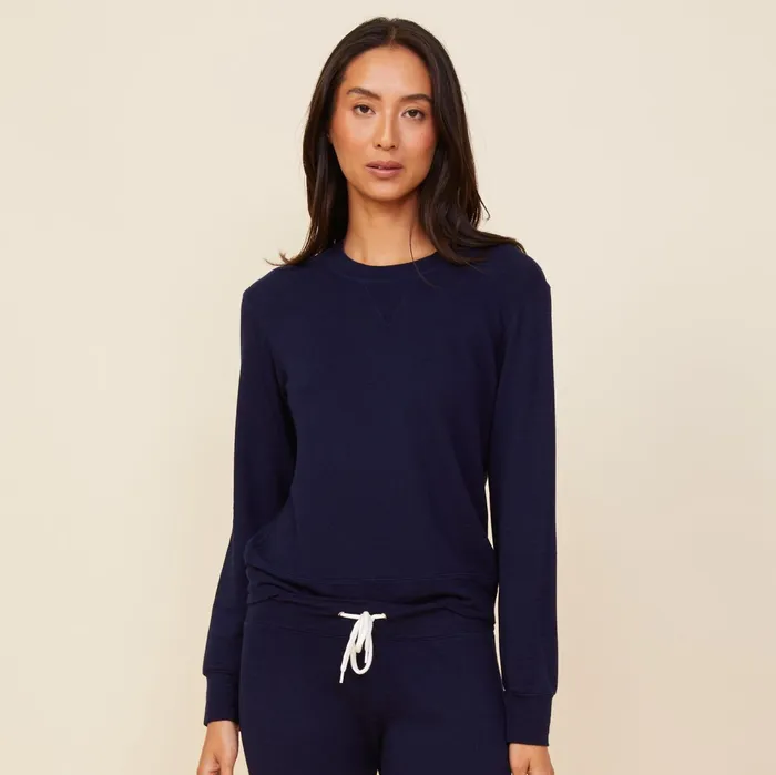 Women Sweatshirts MONROW Supersoft Crew Neck Sweatshirt Navy