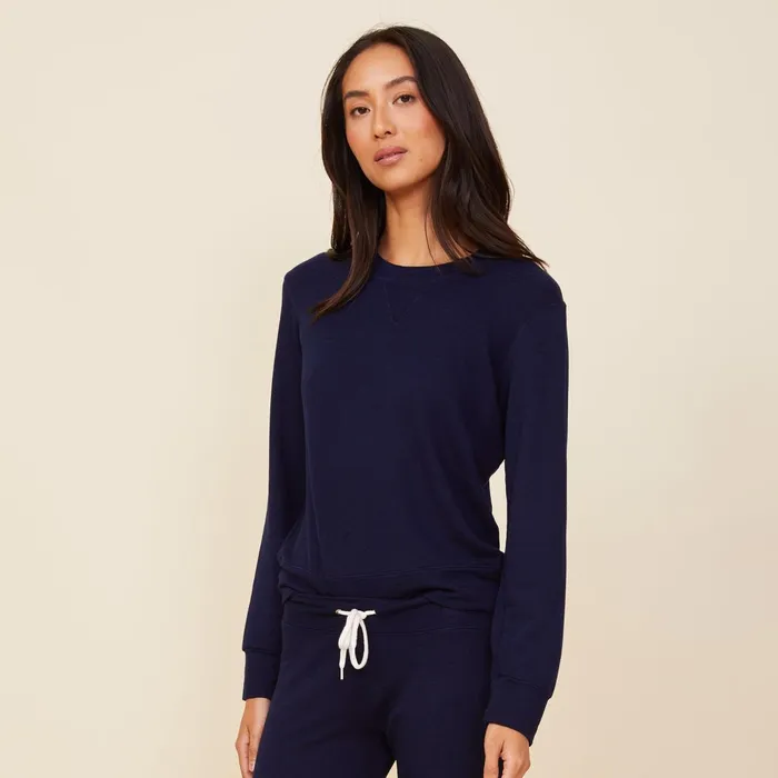 Women Sweatshirts MONROW Supersoft Crew Neck Sweatshirt Navy