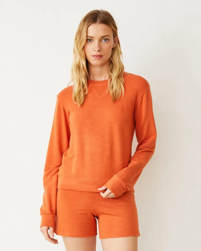 Women Sweatshirts MONROW Supersoft Crew Neck Sweatshirt Rust Orange